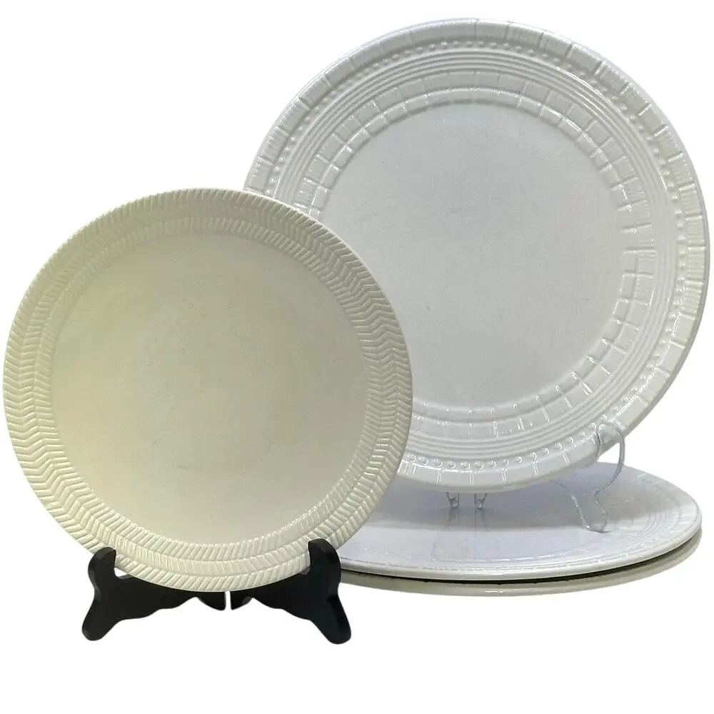Chantilly White Graphic Studio Nova Embossed (3) Dinner Plates (1) Salad Plate